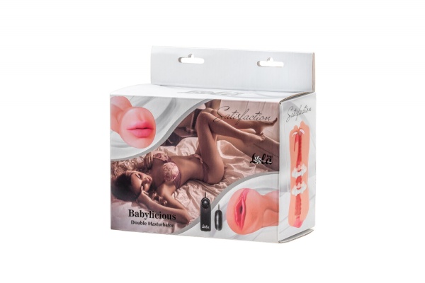 Двусторонний мастурбатор с вибрацией - вагина и ротик Babylicious