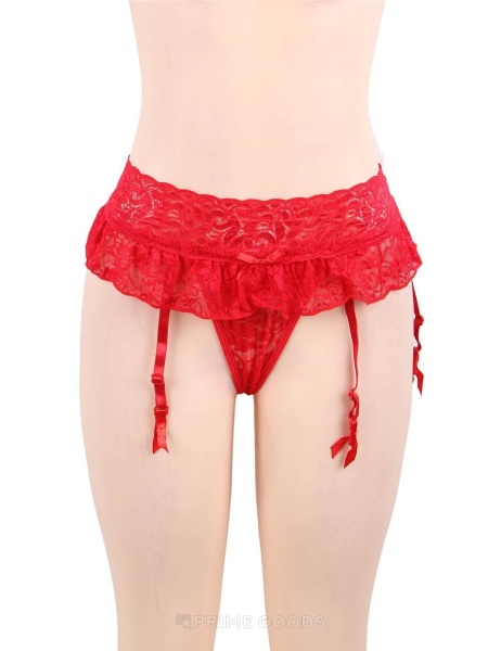 Пояс-трусики для чулок с открытым доступом Red Sexy Bow