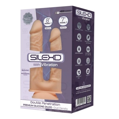 Реалистичный вибратор для двойного проникновения Model 1 от SILEXD (19.5 * 4.5 см и 17.5 * 3.7 см)